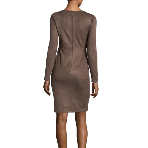 NWT Bcbgmaxazria Whitley Faux Suede Dress in Brown - Picture 2 of 4